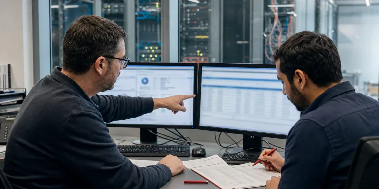 Operations engineers reconciling legacy and new system data
