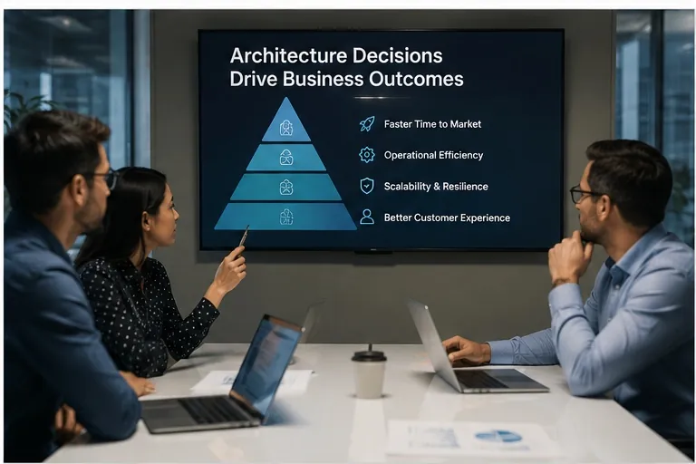 Engineering leaders reviewing how architecture decisions drive business outcomes.